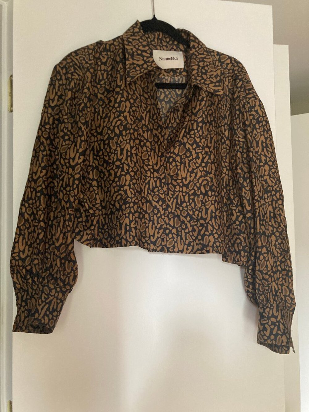 Nanushka Cropped Silk Button Down XXS